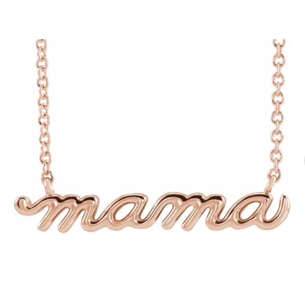 💕 Mama! 💕 Mother’s Day 14K Rose Petite Mama Script 18" Necklace